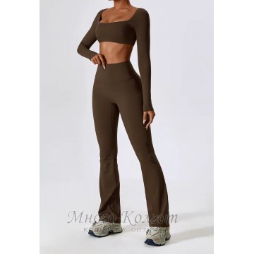 Женский спортивный комплект Leggings + Crop top Premium model 73